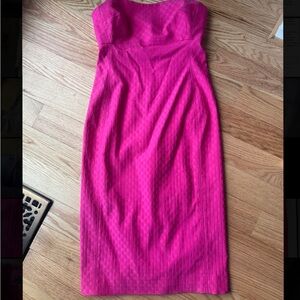 J.Crew NWT Strapless Stretch Matelassé Midi Dress Fuchsia Pink Size 2